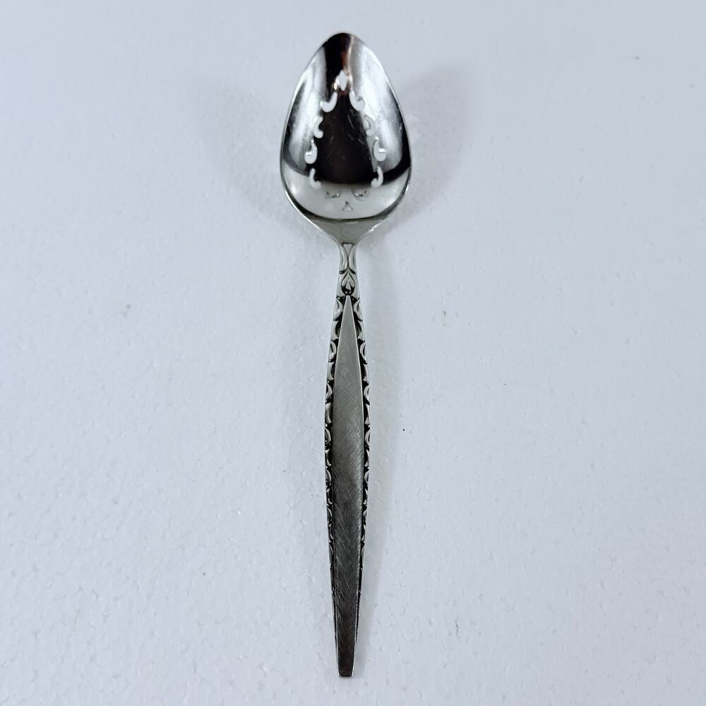 VTG Oneida Community Venetia Stainless Pierced Serving Spoon Tablespoon Slotted